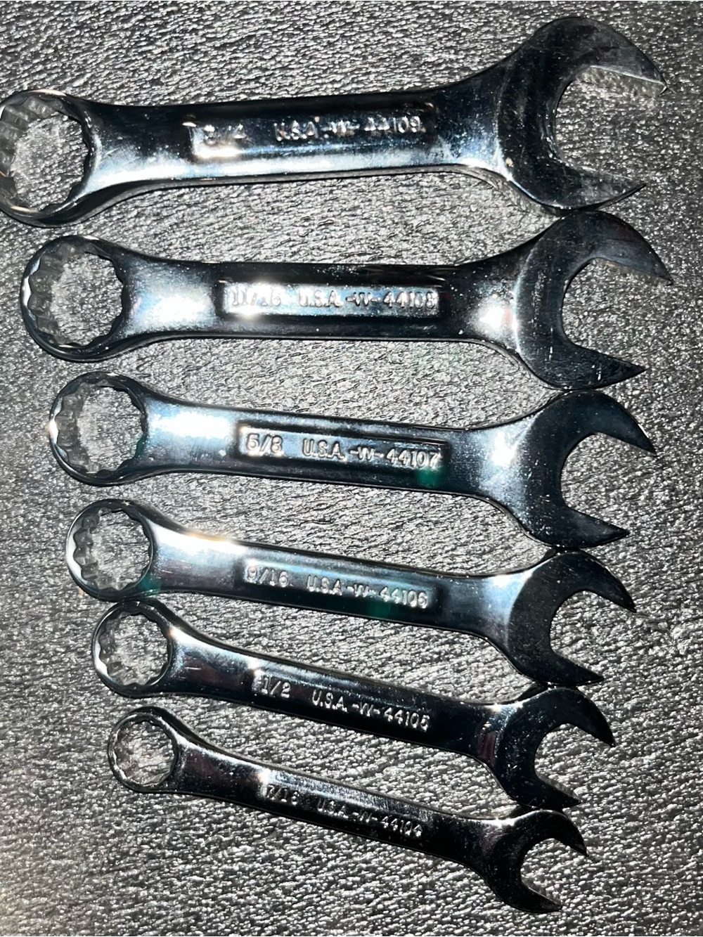 Vintage Craftsman Professional VV Series 6pc Stubby Combination Wrench Set USA